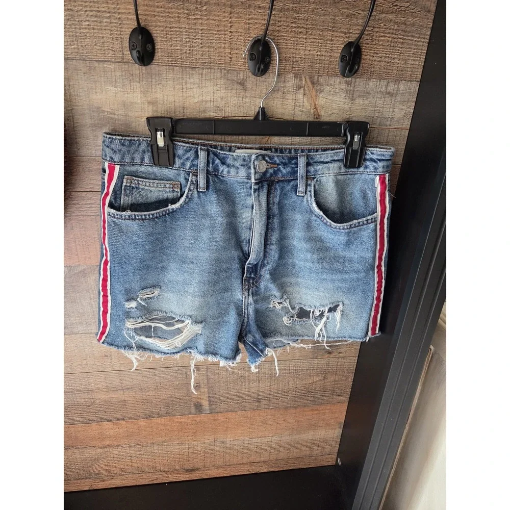 Y2K Inspired Forever 21 Shorts With Red Strip, 29 Waist
